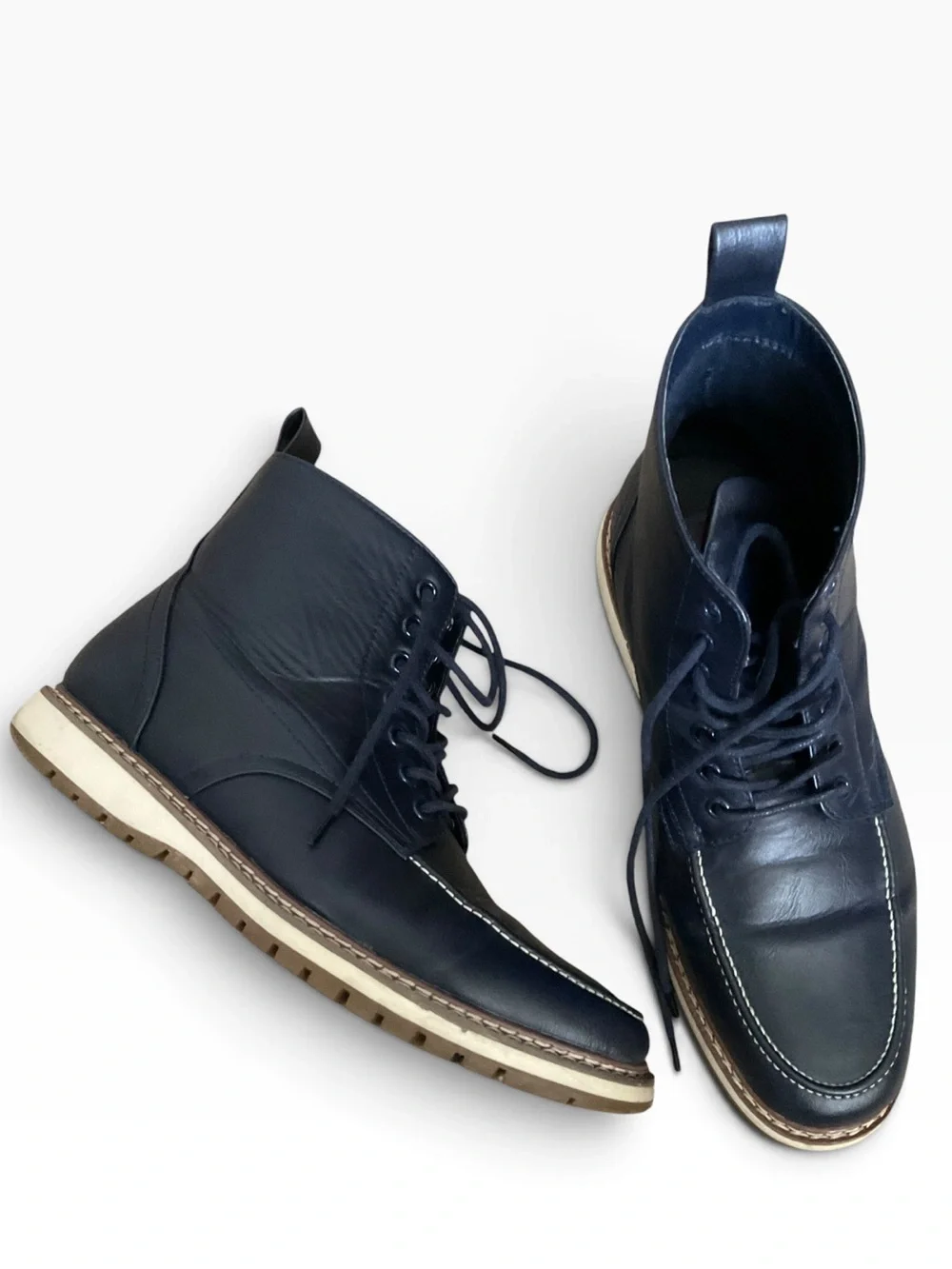 Hawke & Co. Men's Sierra Navy Leather Lace-Up Boots Size 10